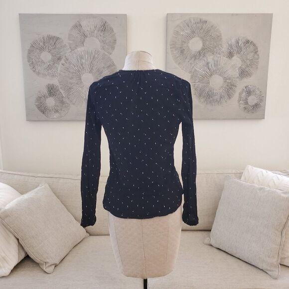 Rails Button Front Peplum Blouse  - size Small in Black Dots - Picture 9 of 14